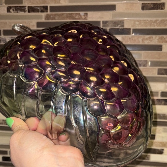 Indiana Glass Company Purple Carnival Glass Grape Bowl - Picture 3 of 8